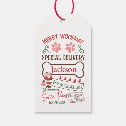 Aangepaste kerstcadeautassen voor daken met kerst cadeaulabel (Achterkant)