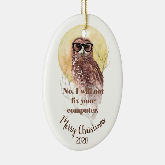 Aangepaste kerstcomputer geek fun owl keramisch ornament (Rechts)