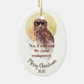 Aangepaste kerstcomputer geek fun owl keramisch ornament (Achterkant)