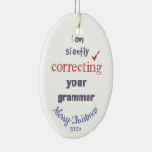 Aangepaste kerstcorrectie Grammar Fun Keramisch Ornament (Rechts)