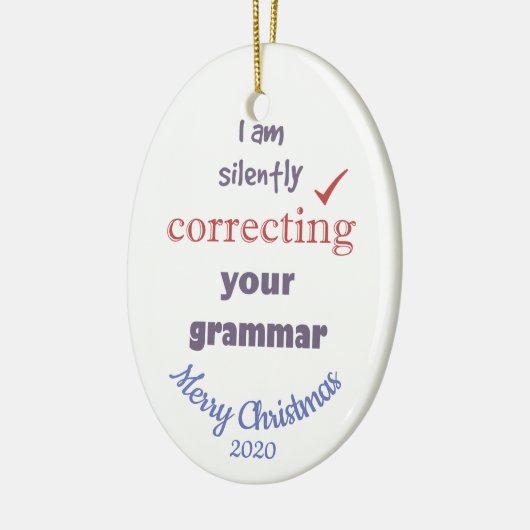Aangepaste kerstcorrectie Grammar Fun Keramisch Ornament (Links)