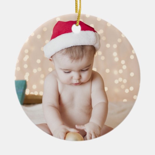 Aangepaste kerstdagen voor foto's en tekst keramisch ornament (Voorkant)
