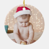 Aangepaste kerstdagen voor foto's en tekst keramisch ornament (Achterkant)