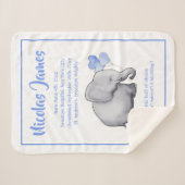 Aangepaste kerstdatum Baby Blauwe olifant Sherpa Deken (Voorkant (horizontaal))