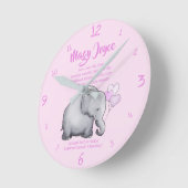 Aangepaste kerstdatum Baby Roze olifant Ronde Klok (Hoek)