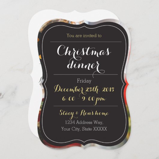 Aangepaste kerstdiner uitnodigen kaart (Voorkant / Achterkant)