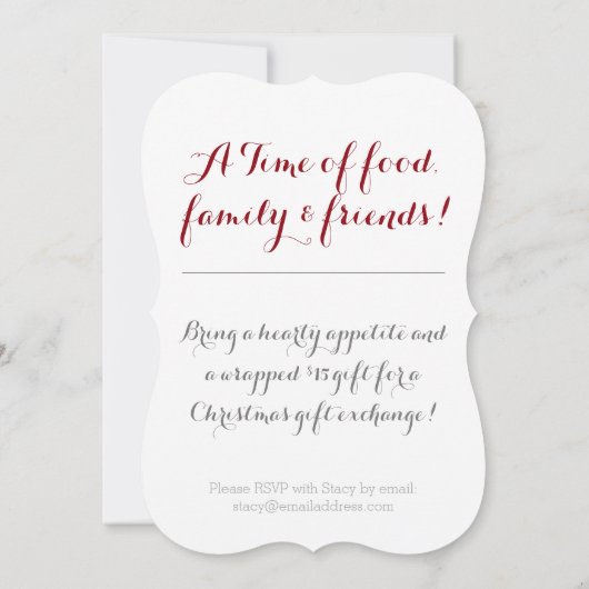 Aangepaste kerstdiner uitnodigen kaart (Achterkant)