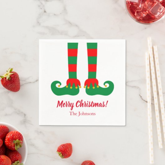 Aangepaste kerstfeest servetten met schattige elf  (Insitu)