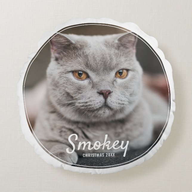 Aangepaste kerstfeestdag met foto's rond kussen (Voorkant)