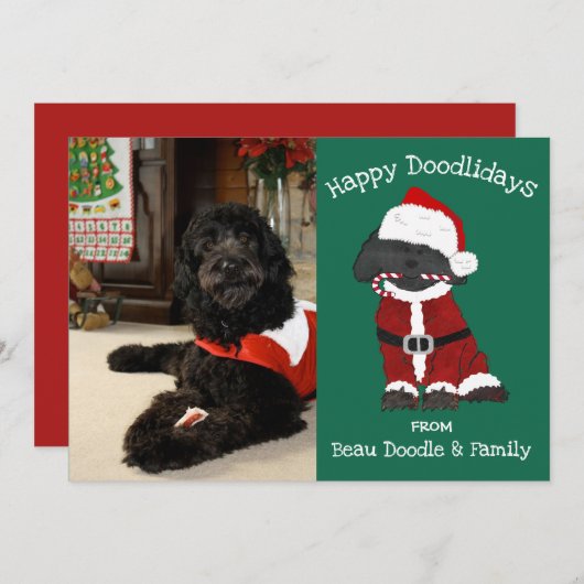 Aangepaste kerstfeestdag met labradole Santa Holid (Voorkant / Achterkant)