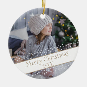 Aangepaste kerstfeestelijke foto keramisch ornament