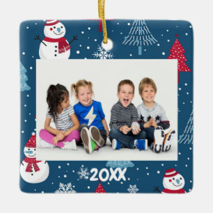 Aangepaste kerstfoto 5 x 7 jaar keramisch ornament