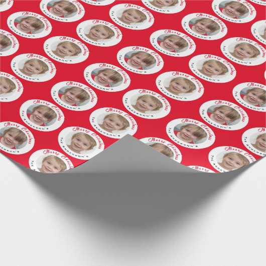 Aangepaste kerstfoto cadeaupapier (Hoek)