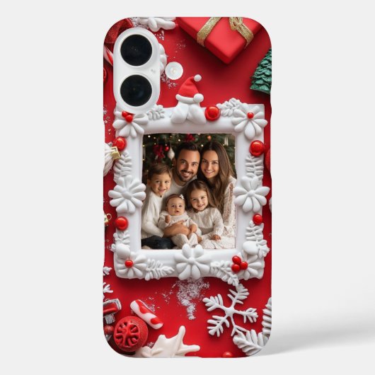 Aangepaste Kerstfoto Feestelijke Rood Wit Case-Mate iPhone Case (Achterkant)