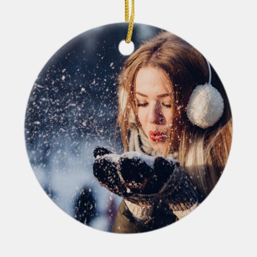 Aangepaste kerstfoto keramisch ornament (Voorkant)