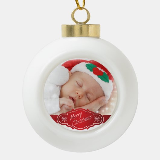 Aangepaste kerstfoto keramische bal ornament (Voorkant)