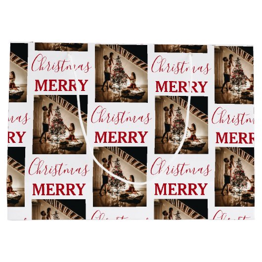 Aangepaste kerstfoto Merry Kerstry Groot Cadeauzakje (Achterkant)