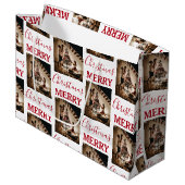 Aangepaste kerstfoto Merry Kerstry Groot Cadeauzakje (Voorkant Gekanteld)