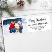 Aangepaste kerstfoto Modern Schattige retouradres Etiket