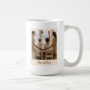 Aangepaste kerstfoto mok met beige strik