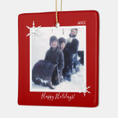 Aangepaste kerstfoto Red Snowflake Keramisch Ornament (Links)