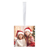 Aangepaste kerstfoto van twee personen template kubus ornament (Rechts)