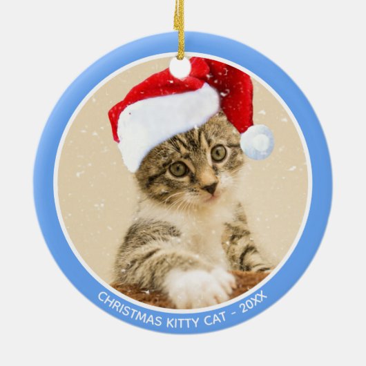 Aangepaste kerstfoto voor Baby Kitty Cat Keramisch Ornament (Achterkant)