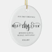 Aangepaste kerstfoto voor beste feestdag keramisch ornament (Rechts)