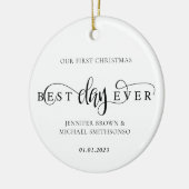 Aangepaste kerstfoto voor beste feestdag keramisch ornament (Links)