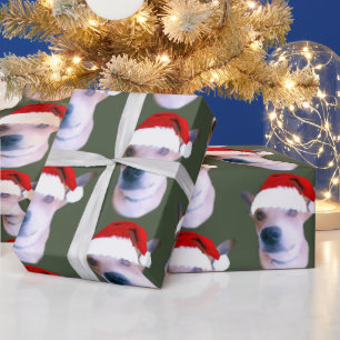 Aangepaste kerstfoto voor honden cadeaupapier