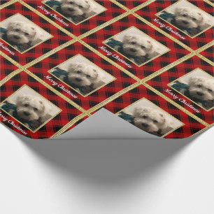 Aangepaste kerstfoto's Lijst rood en zwart Cadeaupapier