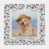 Aangepaste kerstfoto's met schilderafdrukken glas ornament (Achterkant)