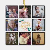 Aangepaste kerstfoto's voor Merry Kerstmis Keramisch Ornament (Voorkant)