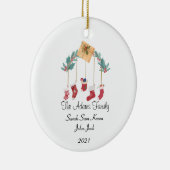 Aangepaste kerstgezinsuitslagen keramisch ornament (Rechts)