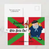 Aangepaste kerstgroet, Olentzero + Ikurriña: Feestdagenkaart (Voorkant / Achterkant)