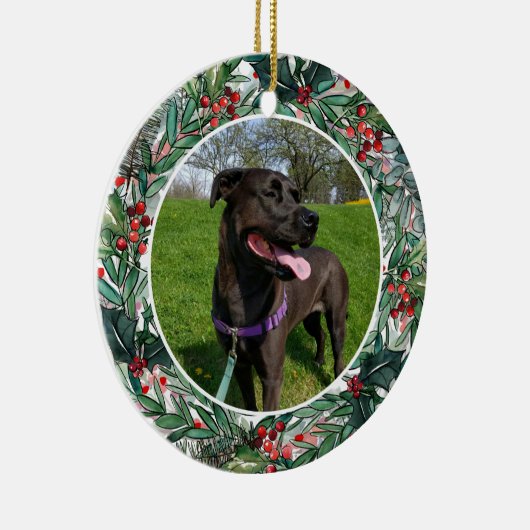 Aangepaste kersthond of kat keepomwille foto keramisch ornament (Rechts)