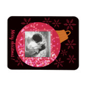 Aangepaste kerstkaart foto collage zwart magneet (Horizontaal)