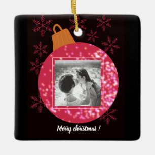 Aangepaste kerstkaart fotocollage baubel keramisch ornament