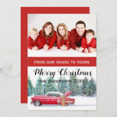 Aangepaste Kerstkaart klassieke auto (Voorkant / Achterkant)