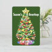 Aangepaste kerstkaartenboom en decoraties. bedankkaart (Staand voorkant)