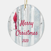 Aangepaste kerstkardinaal vogelvogelboom keramisch ornament (Links)