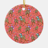 Aangepaste kerstkerst Kangaroo Roze keramische orn Keramisch Ornament (Voorkant)