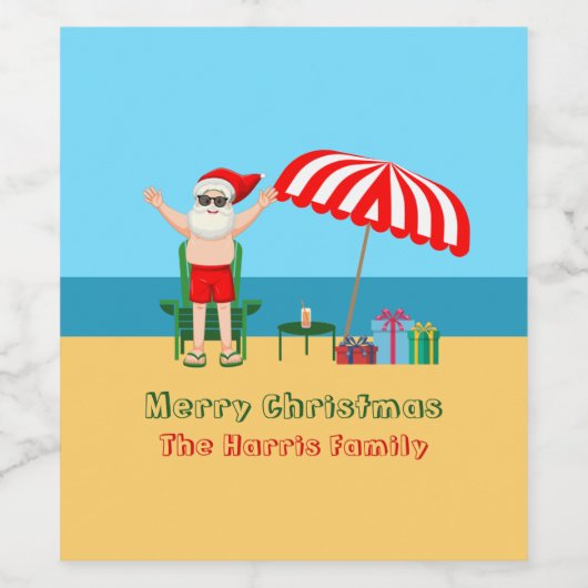 Aangepaste kerstkerstkerstfeestdag wijn etiket (Enkel label)