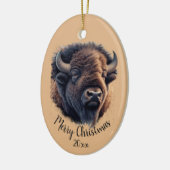 Aangepaste kerstkerstWaterverf Bison Buffalo Keramisch Ornament (Links)