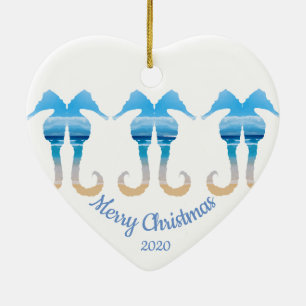 Aangepaste kerstkeuken-Zee-paarden voor kerststral Keramisch Ornament