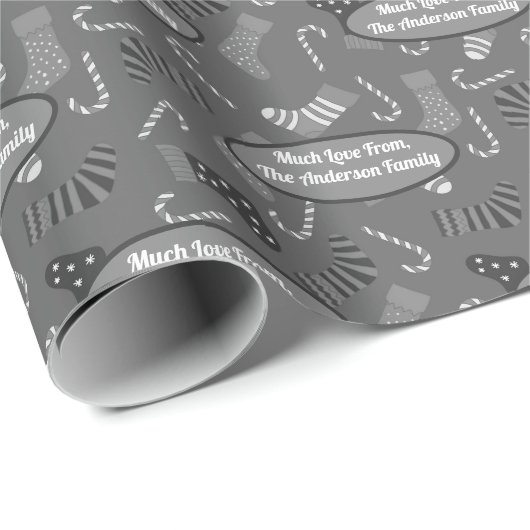 Aangepaste kerstkleppen voor Retro Candy Canes Cadeaupapier (Rol Hoek)