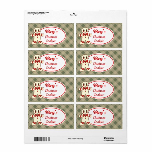 Aangepaste kerstkoekjes etiketten (Full Sheet)