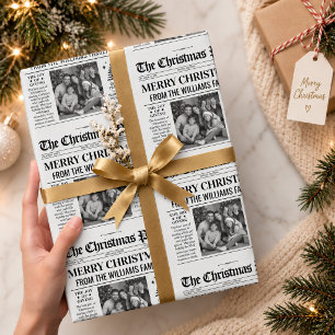 Aangepaste Kerstkrant Inpakpapier, Vintage Kerst Cadeaupapier