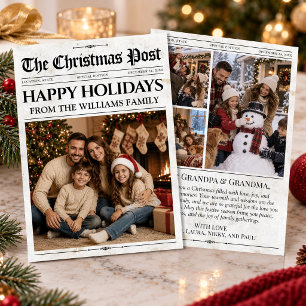Aangepaste Kerstkrant Kerstdag Kaart, Unieke Leuke Feestdagenkaart