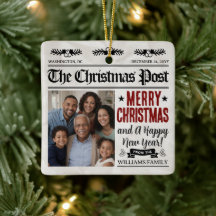 Aangepaste Kerstkrant Ornament, Familie Foto